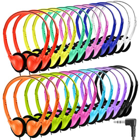 Yoley classroom headphones 100-pack front view for bulk school use and color variety