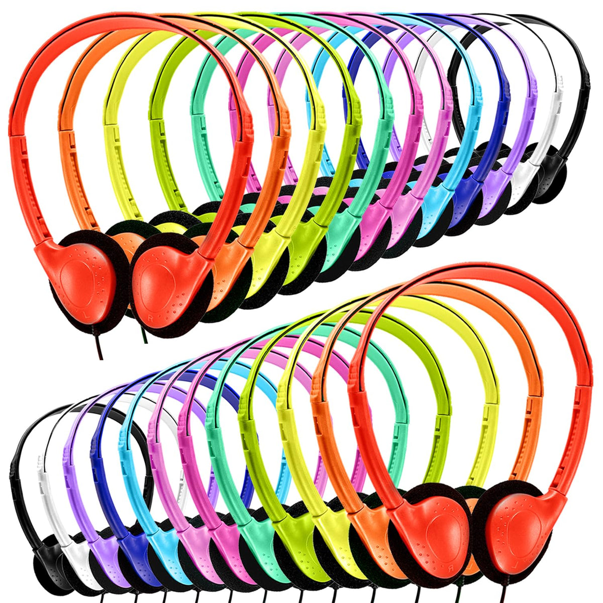 Yoley classroom headphones 50-pack bulk for schools with durable construction and clear stereo sound.