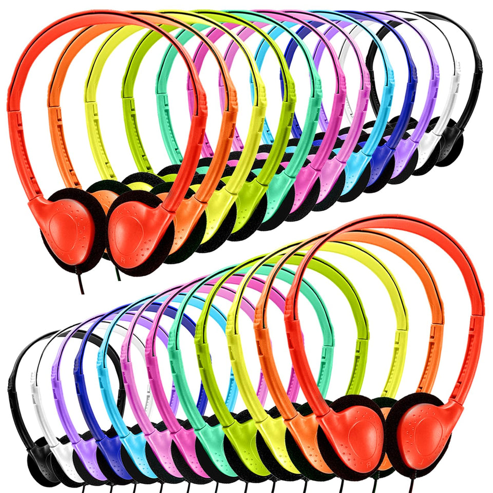 Yoley classroom headphones 50-pack bulk for schools with durable construction and clear stereo sound.