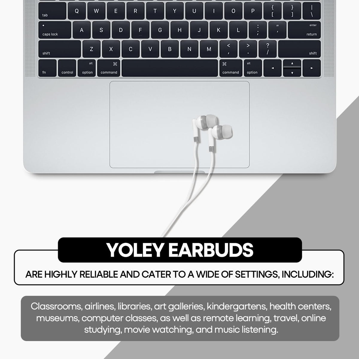 Yoley earbuds being used with Chromebook by students