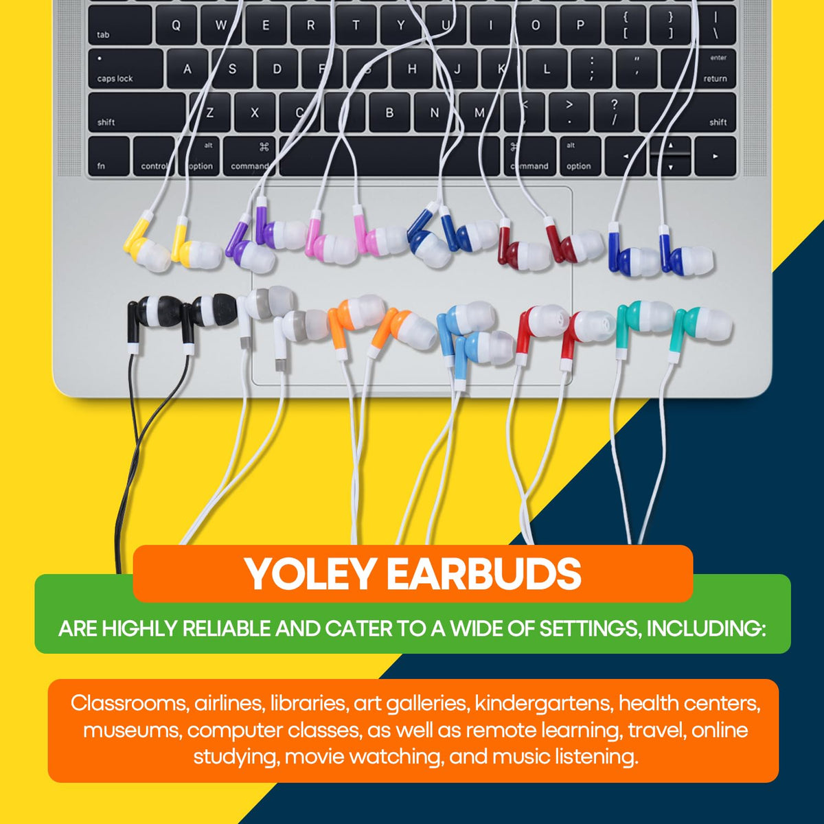 Yoley earbuds in use by a student showing easy classroom integration