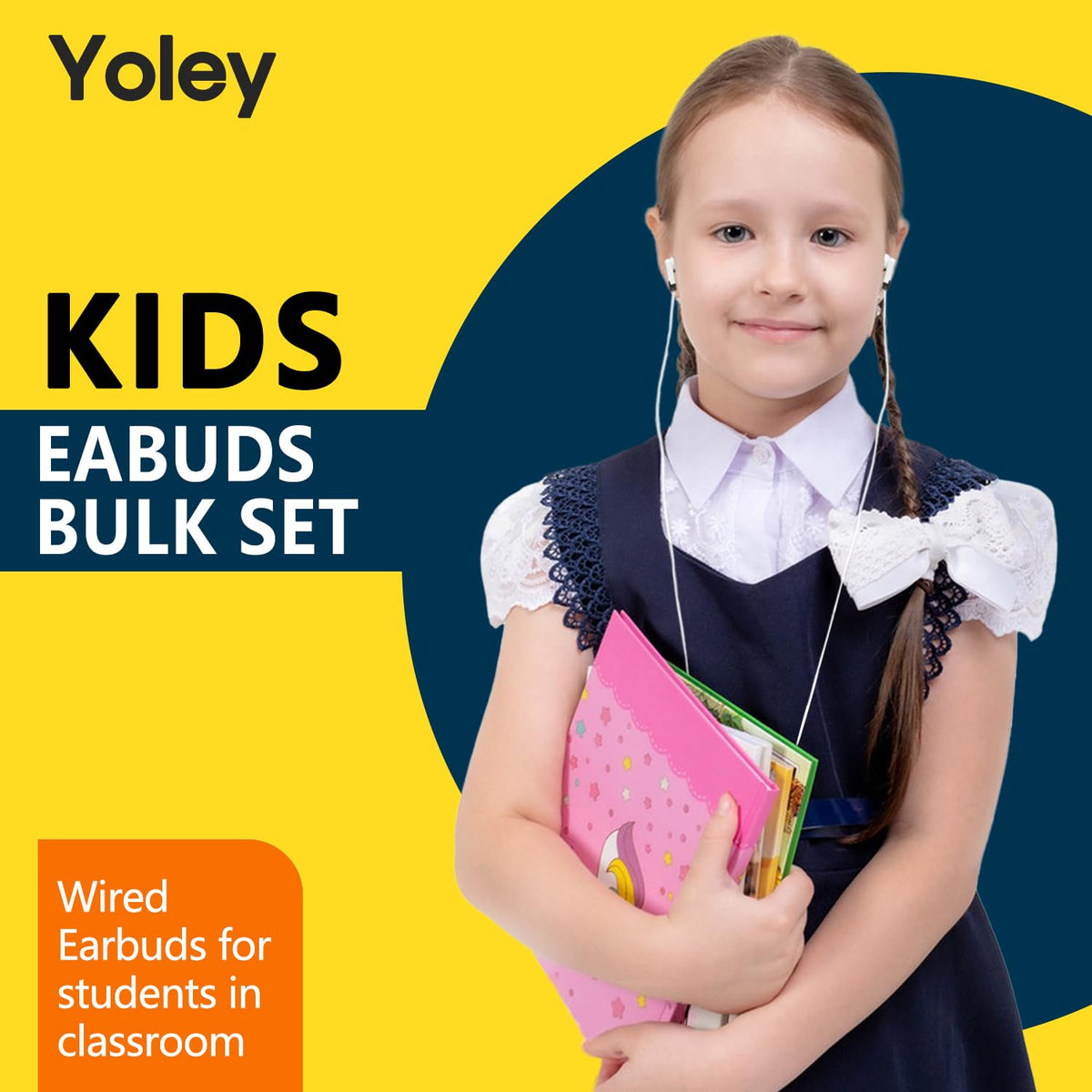 Yoley kids earbuds in 12 colors for vibrant class setups