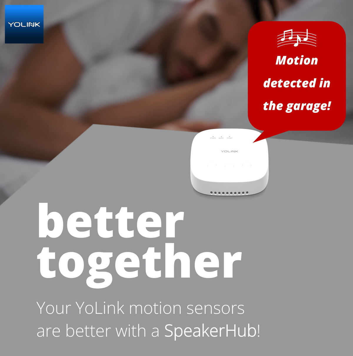 YoLink motion detector automatic-lighting demonstrates hands-free room illumination