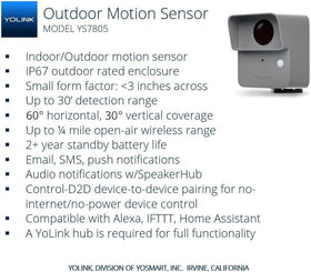 YoLink sensor mounted on post illustrating easy outdoor installation and coverage