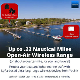 YoLink X3 next to YoLink hub illustrating simple out-of-box integration with assistants