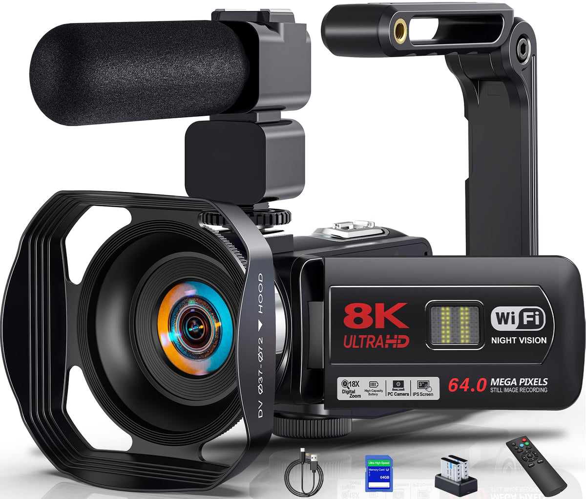 Yollner 8K camcorder front view for travel vlogging