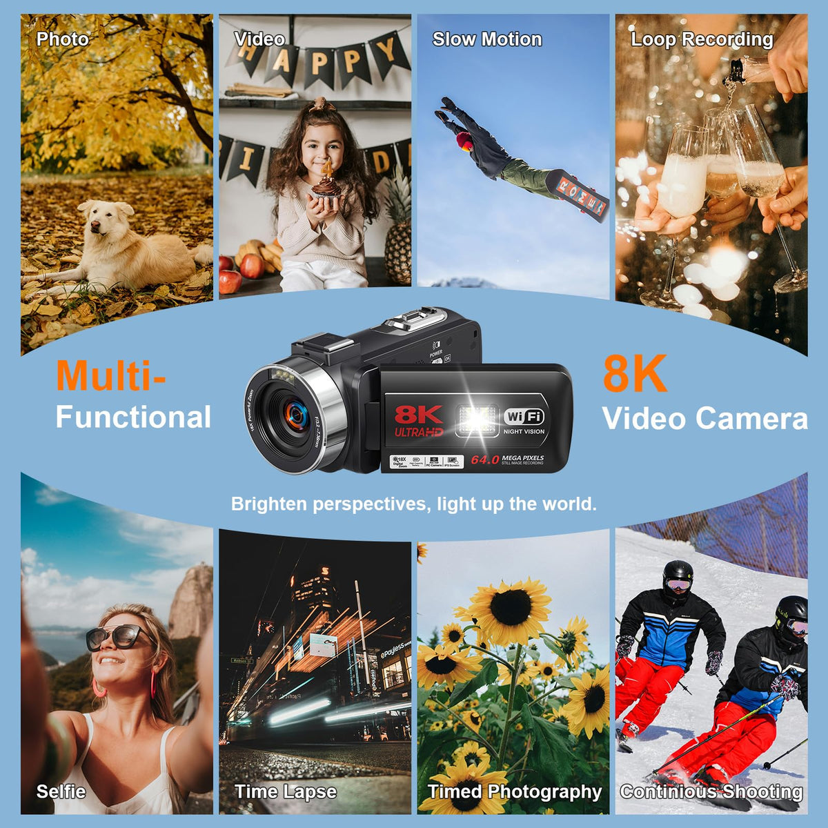 Yollner camcorder with WiFi for real time sharing and transfer