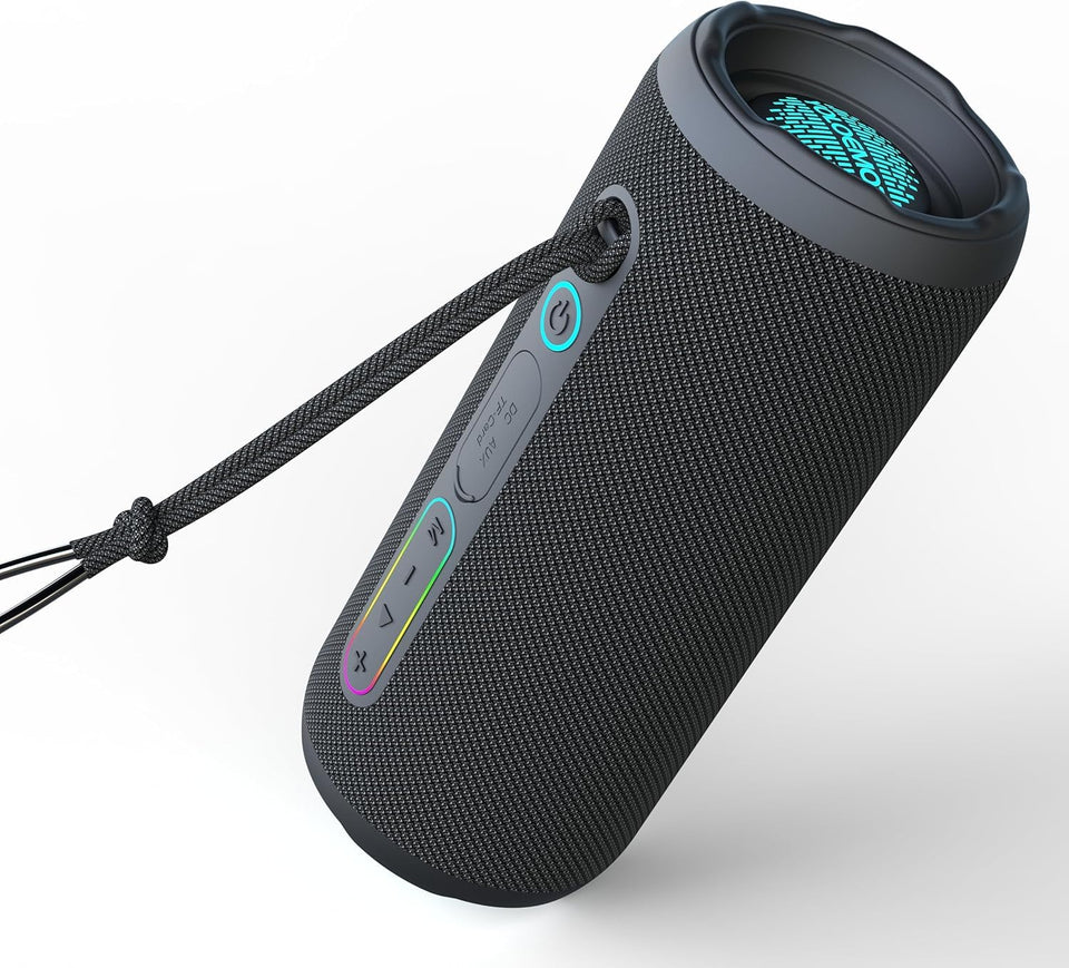 YOLOEMOT portable Bluetooth speaker front view with powerful 24W sound for outdoor listening