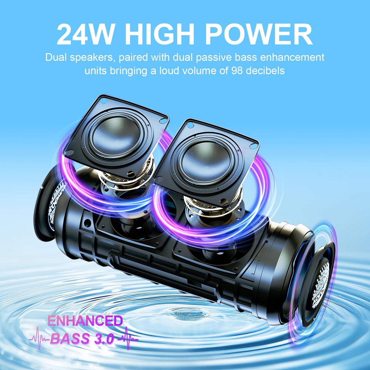 YOLOEMOT speaker side view with lanyard for easy carrying on outdoor adventures