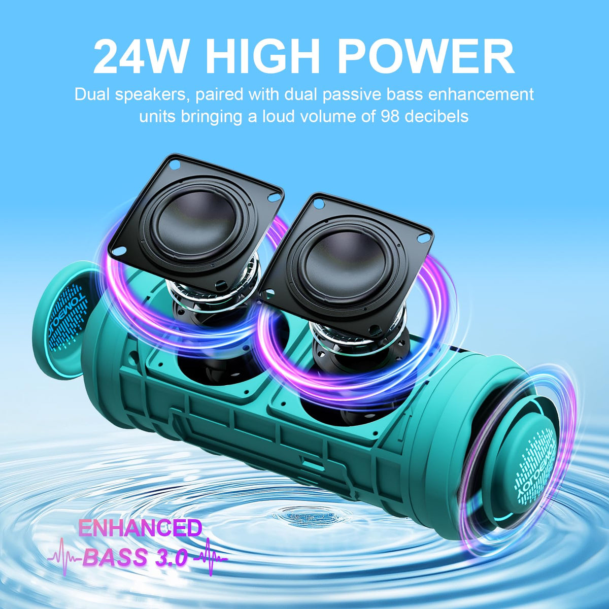 YOLOEMOT Teal speaker side profile for compact travel listening
