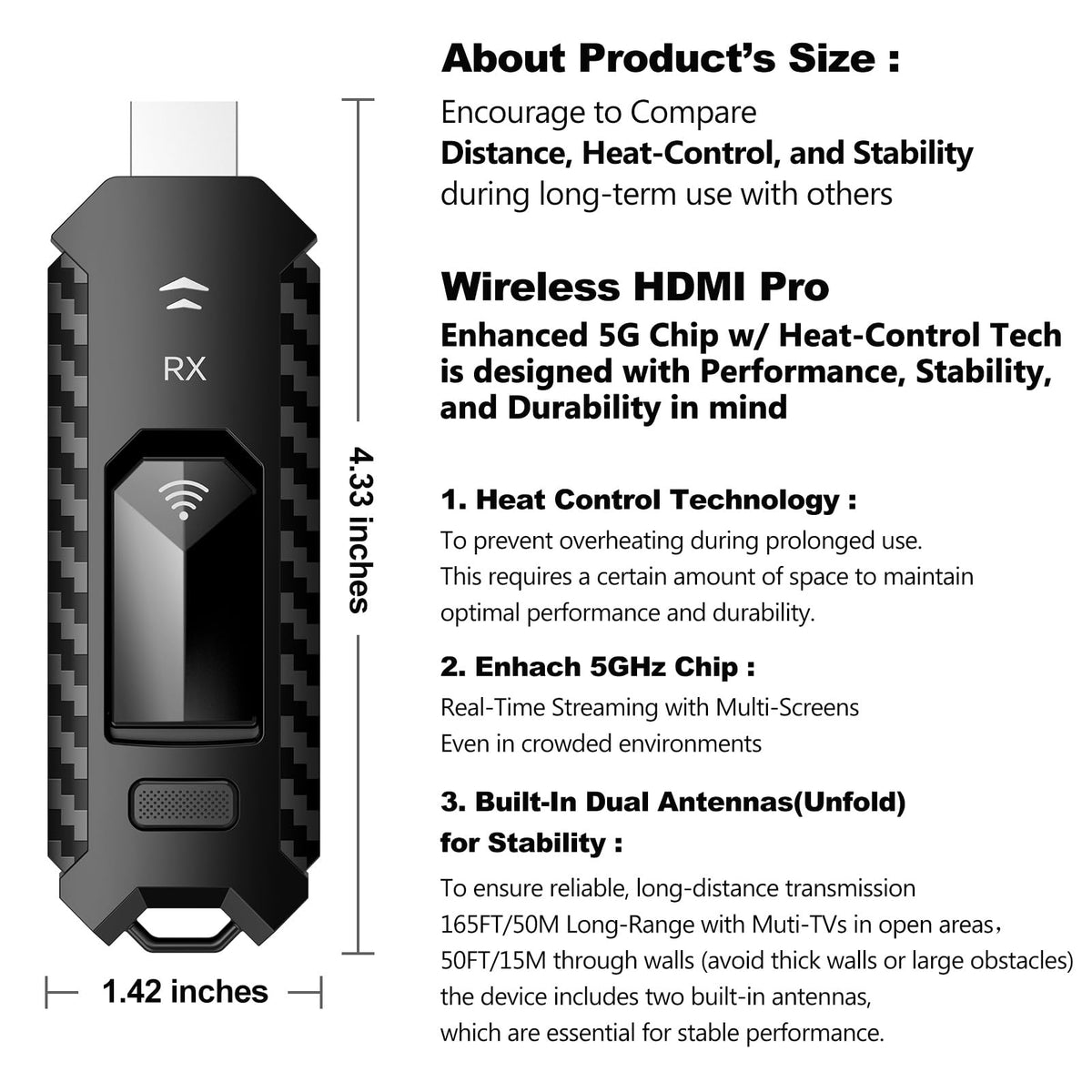 Yomais Wireless HDMI PRO range through walls showing flexible placement.