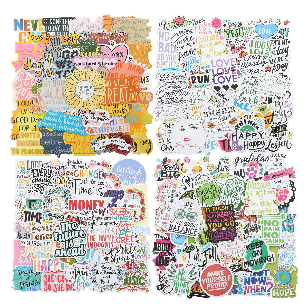 YOMELA 200pc motivational stickers waterproof pack for bottles and devices
