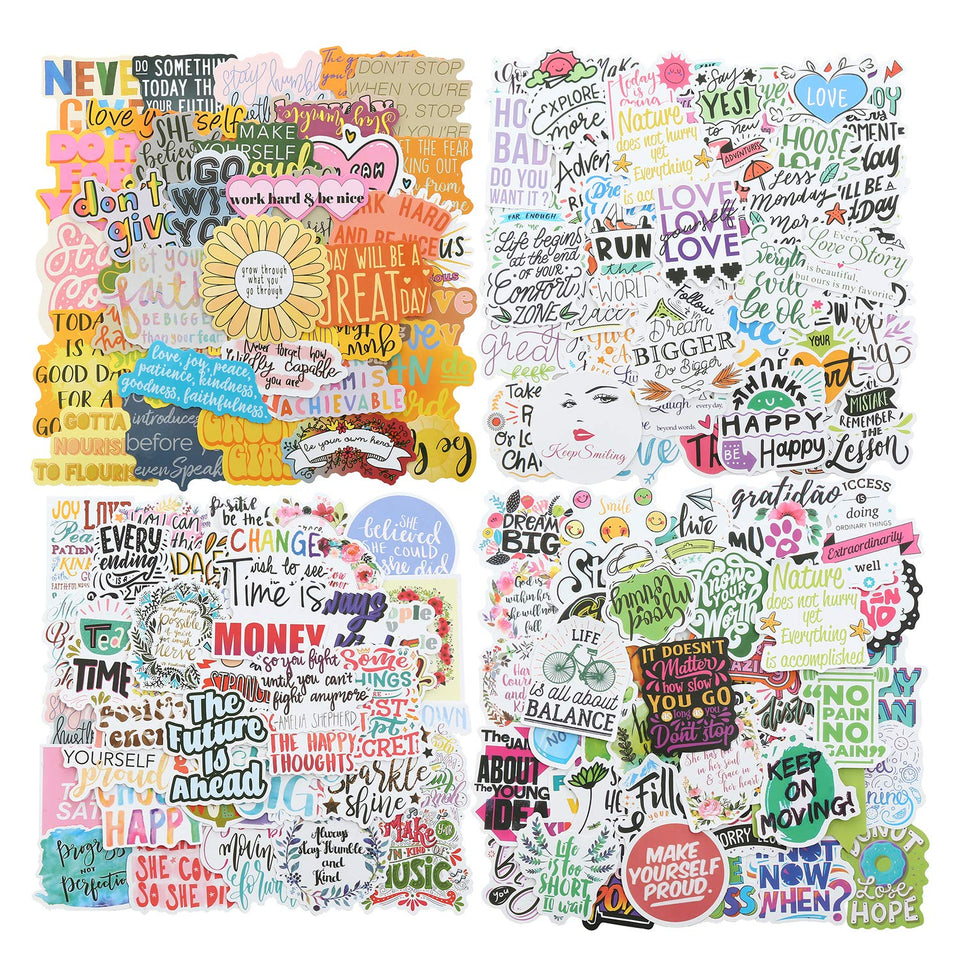 YOMELA 200pc motivational stickers waterproof pack for bottles and devices