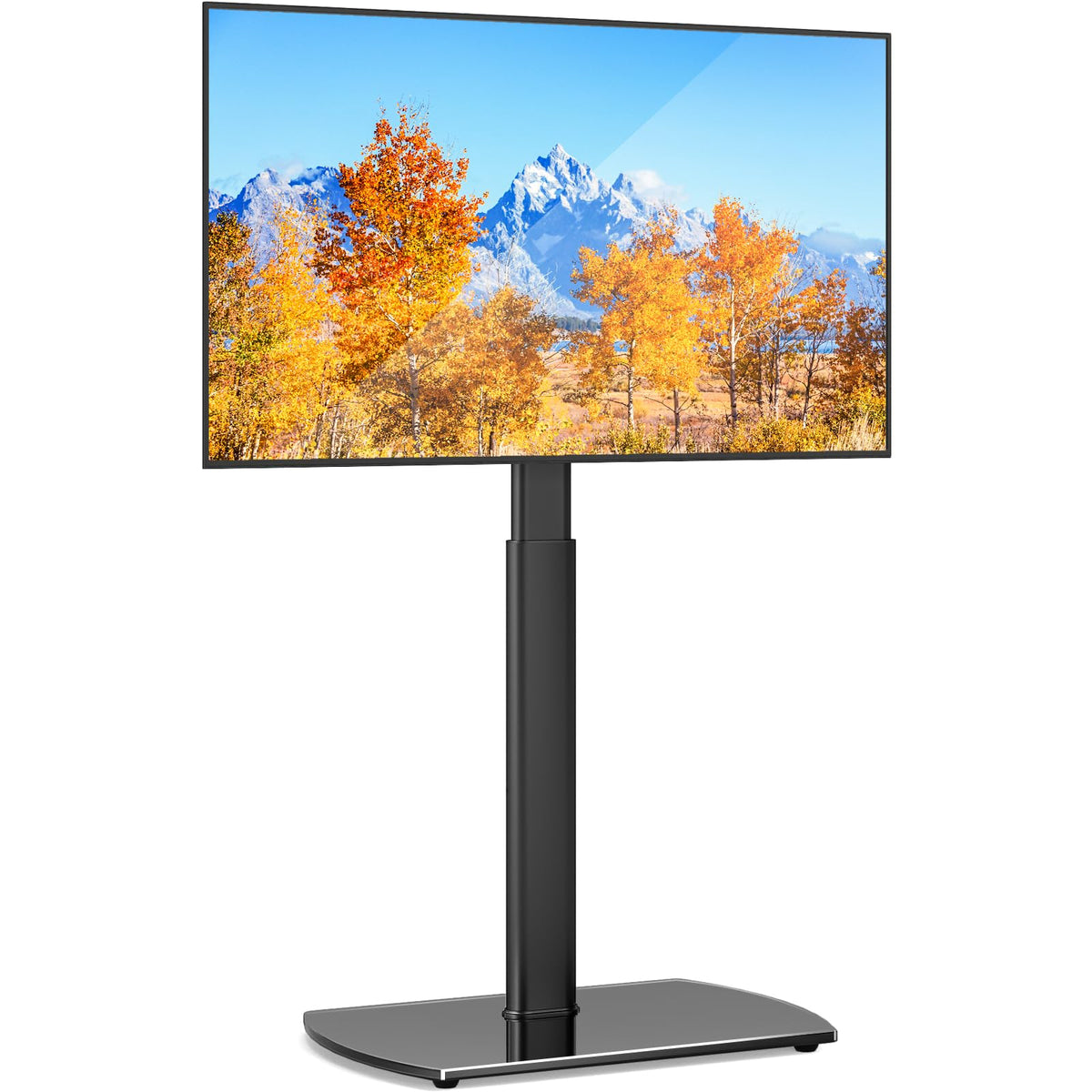 YOMT universal tv floor stand base provides stable support for large TVs.