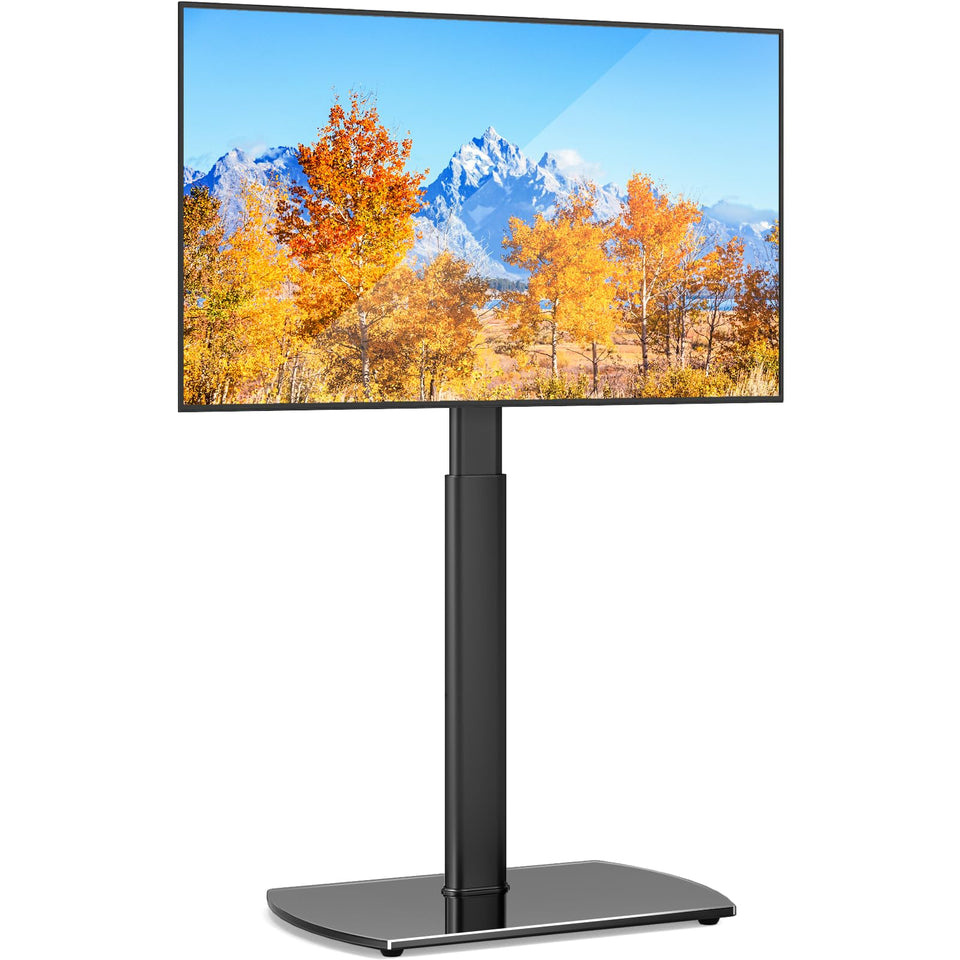 YOMT universal tv floor stand base provides stable support for large TVs.