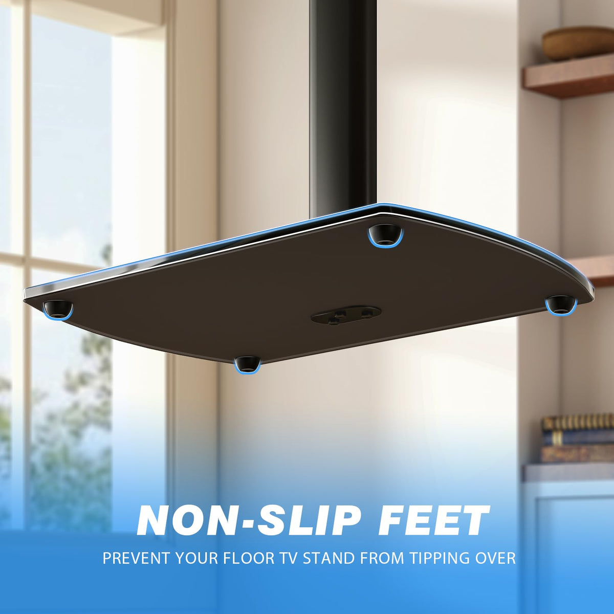 YOMT universal tv floor stand swivel enables easy viewing from any seat.