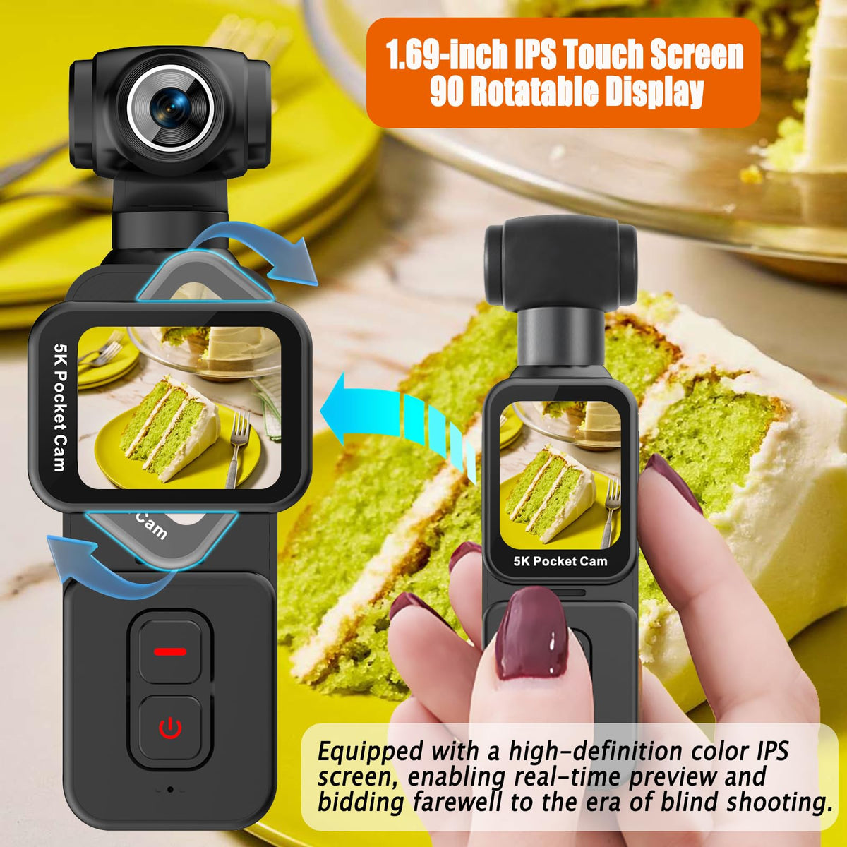 YONDENE Pocket Camera detects faces for smooth subject tracking during shoots.
