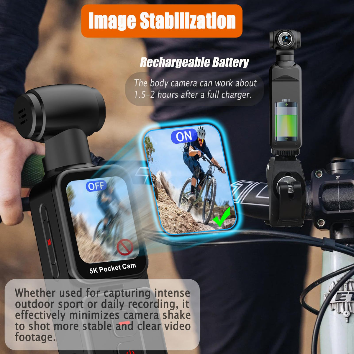 YONDENE Pocket Camera offers about two hours of continuous recording.