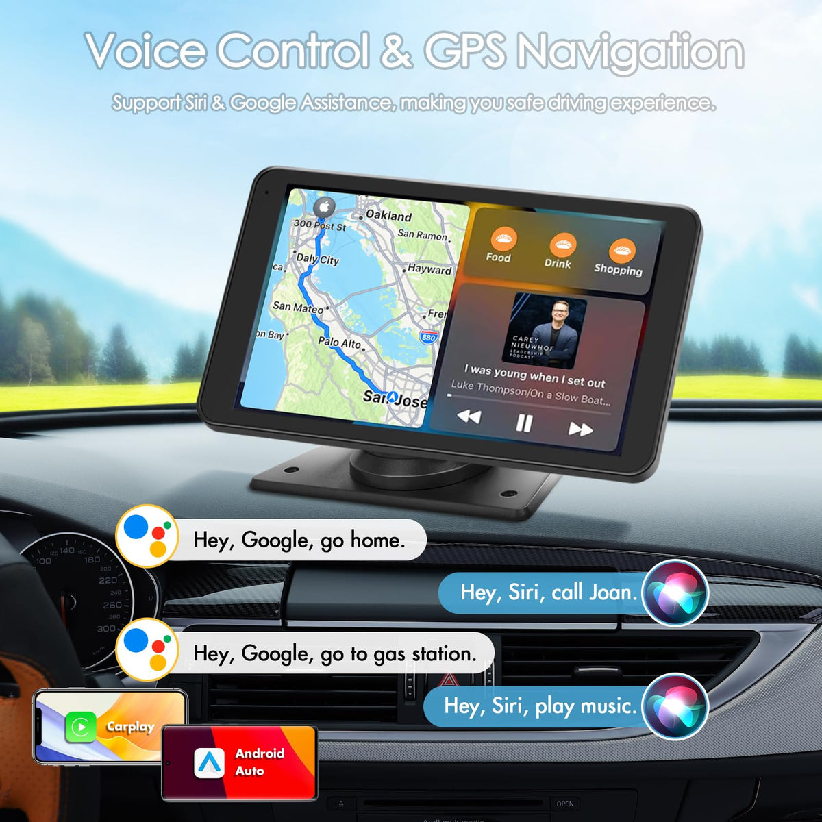 Yongeid mounted on dashboard demonstrating easy install and adjustable tilt benefit
