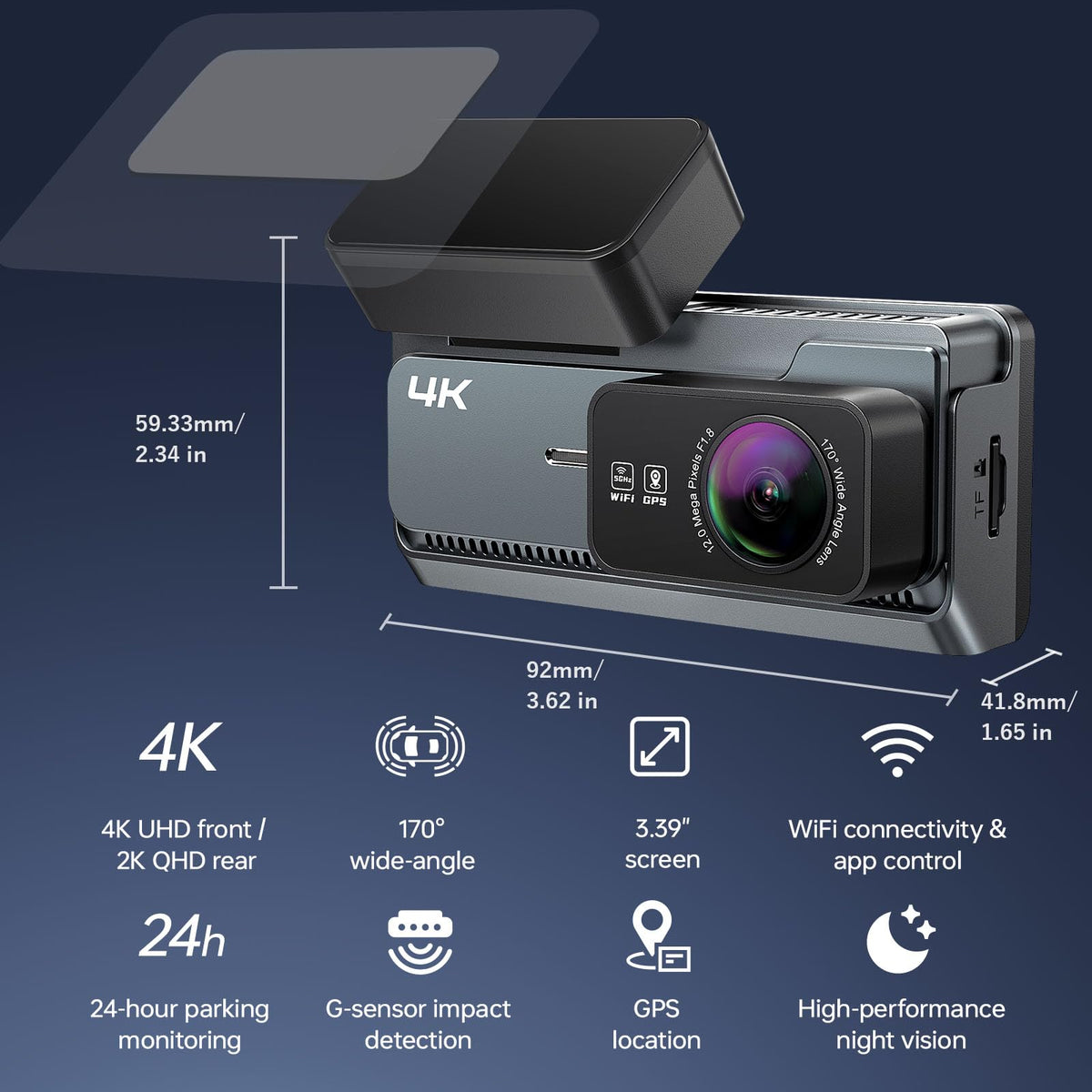 Yonvim 3.39-inch display for easy playback on the go