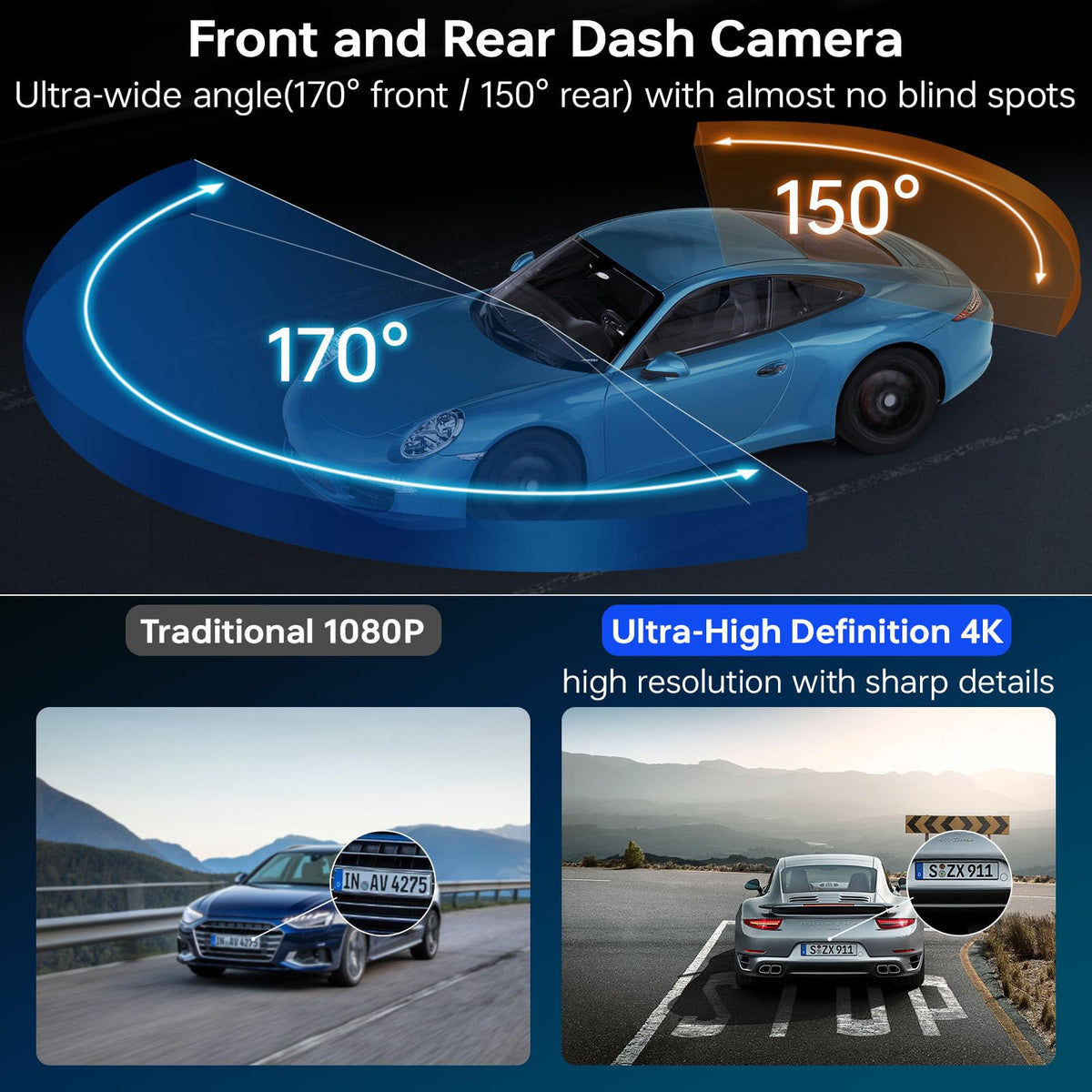 Yonvim rear dashcam 2K enhances night footage with better detail