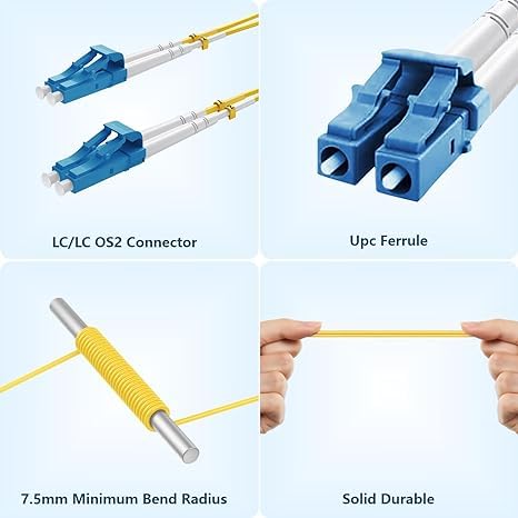 Yonwide 3m OS2 fiber in a rack setup ready for high-speed links.