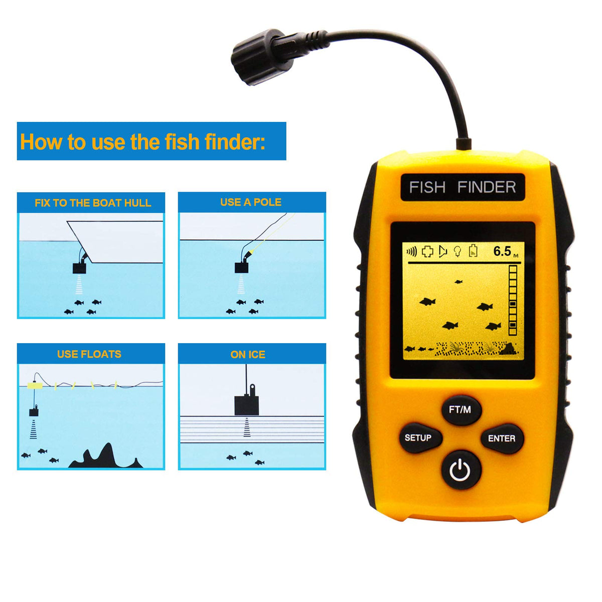 Yoocylii sonar transducer close-up revealing robust design and clear signals