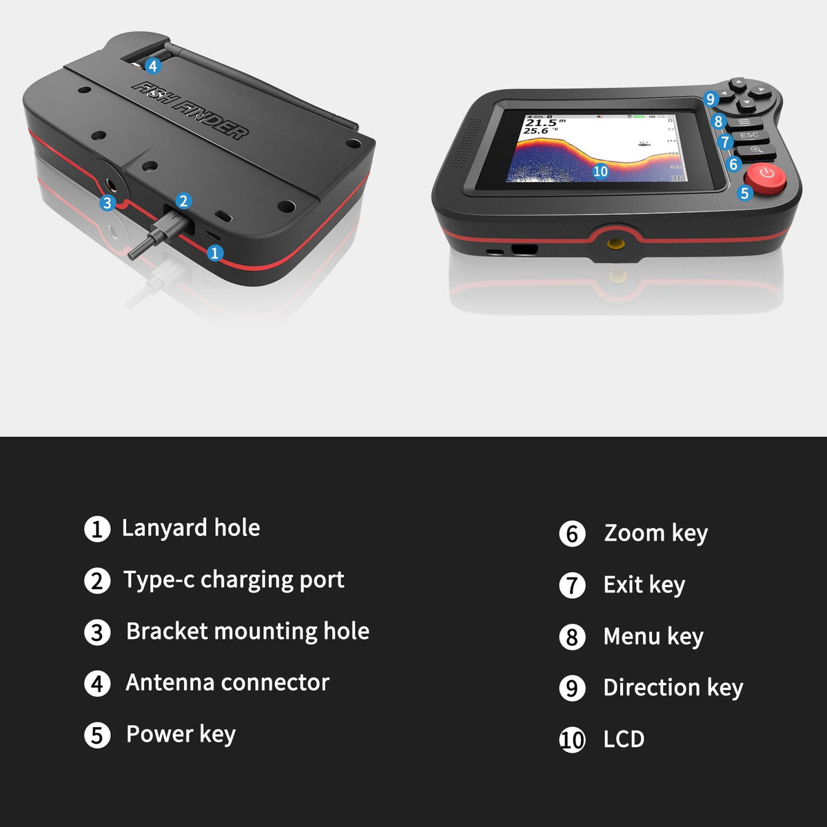 Yoocylii XF-08 temperature reading assists in matching fish behavior with water conditions.