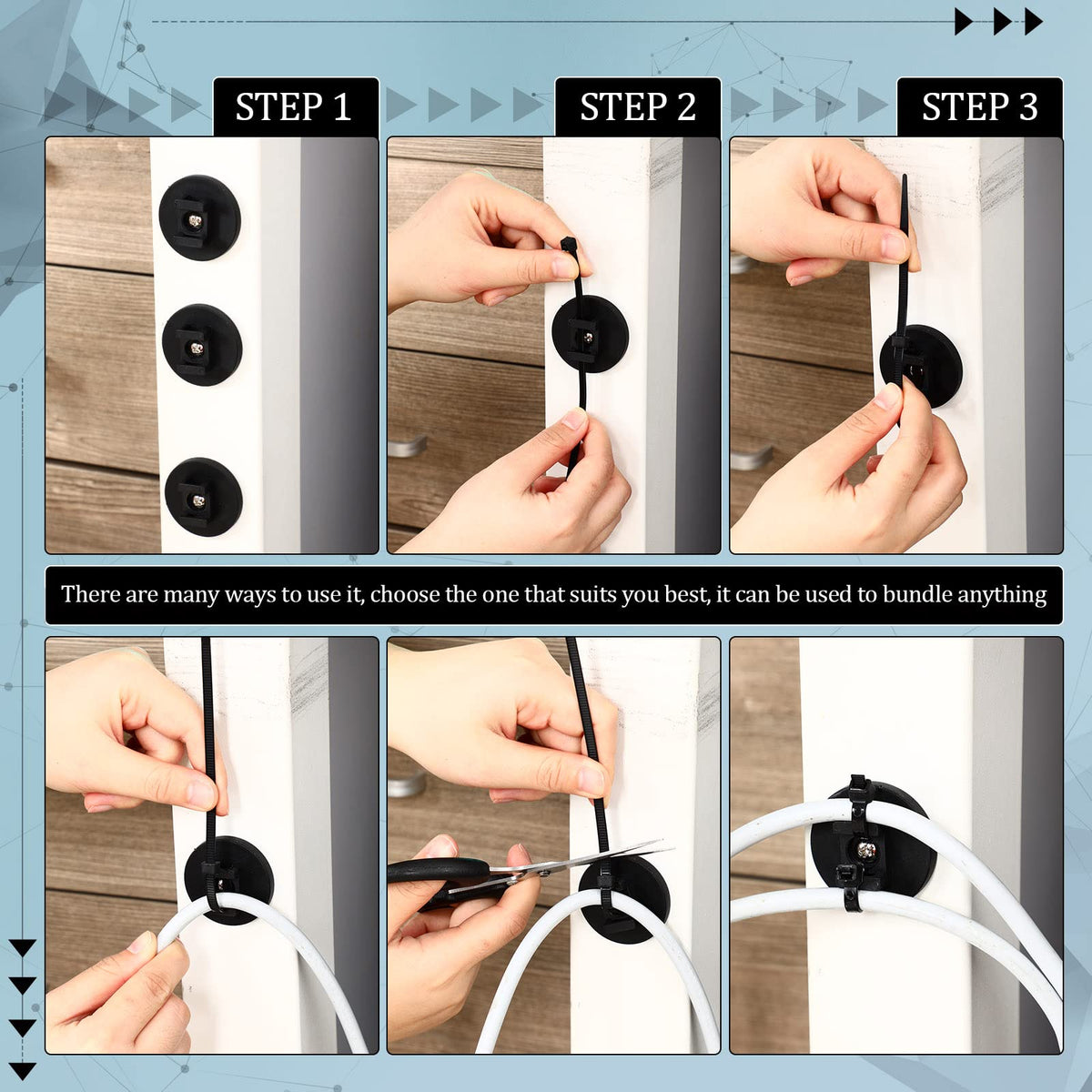 Yookeer mounting solution for automotive and shelving cable organization