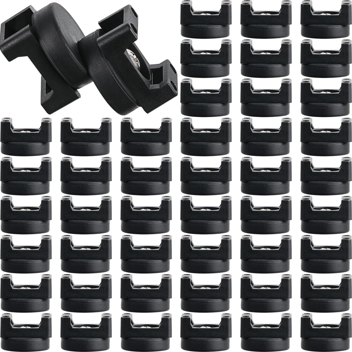 Yookeer front view of 50 magnetic zip tie mounts showing quantity and compact design benefit