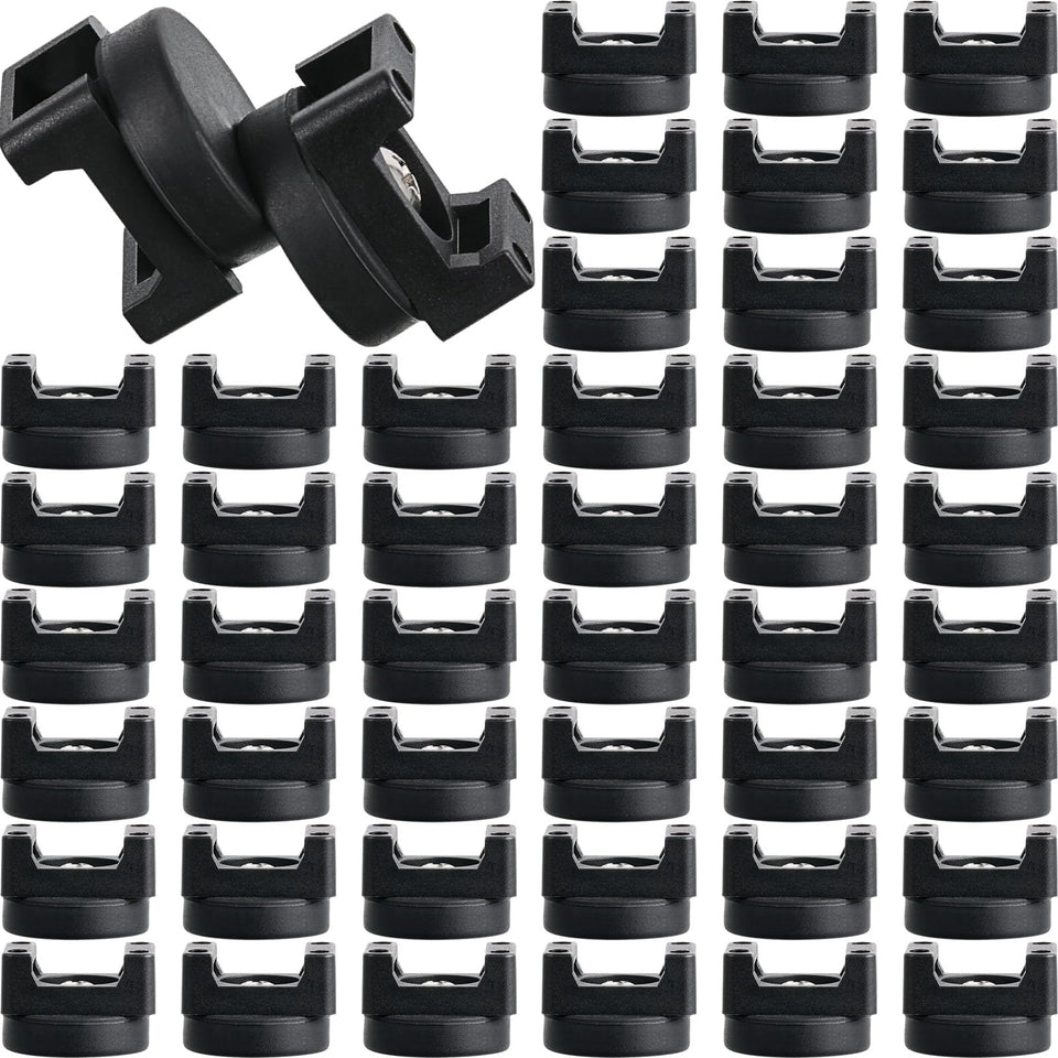Yookeer front view of 50 magnetic zip tie mounts showing quantity and compact design benefit
