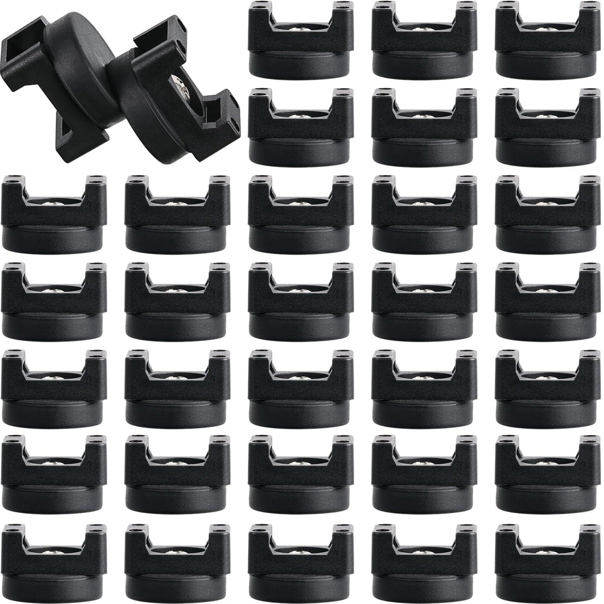 Yookeer front packaging showing 30 black magnetic zip tie bases and neat storage benefit