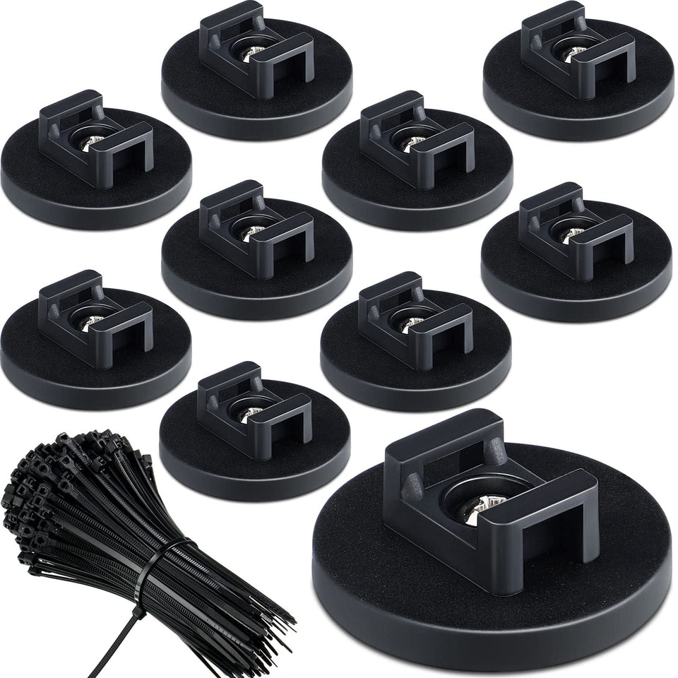 Yookeer magnetic cable tie mount on metal surface organizing cables for a clutter-free setup