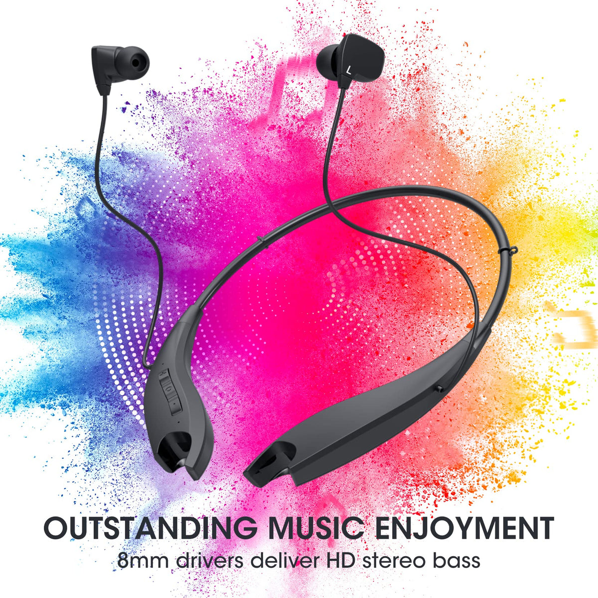 YOSDOM neckband detail highlighting soft silicone band for comfortable wear