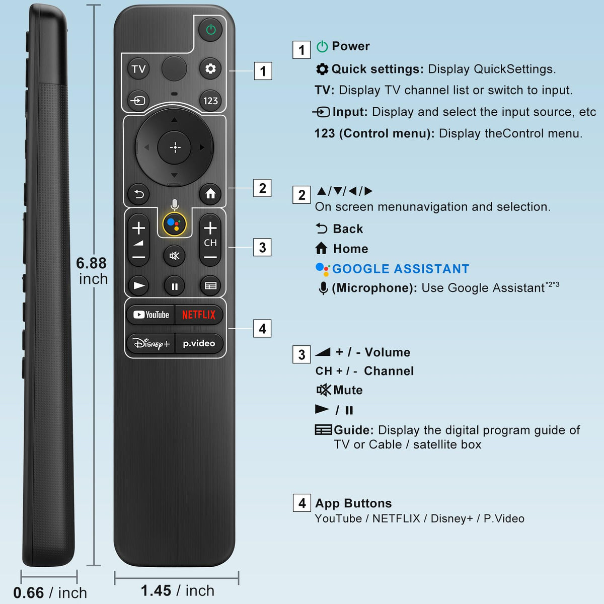 YOSUN branding on the remote for trusted Sony compatible control