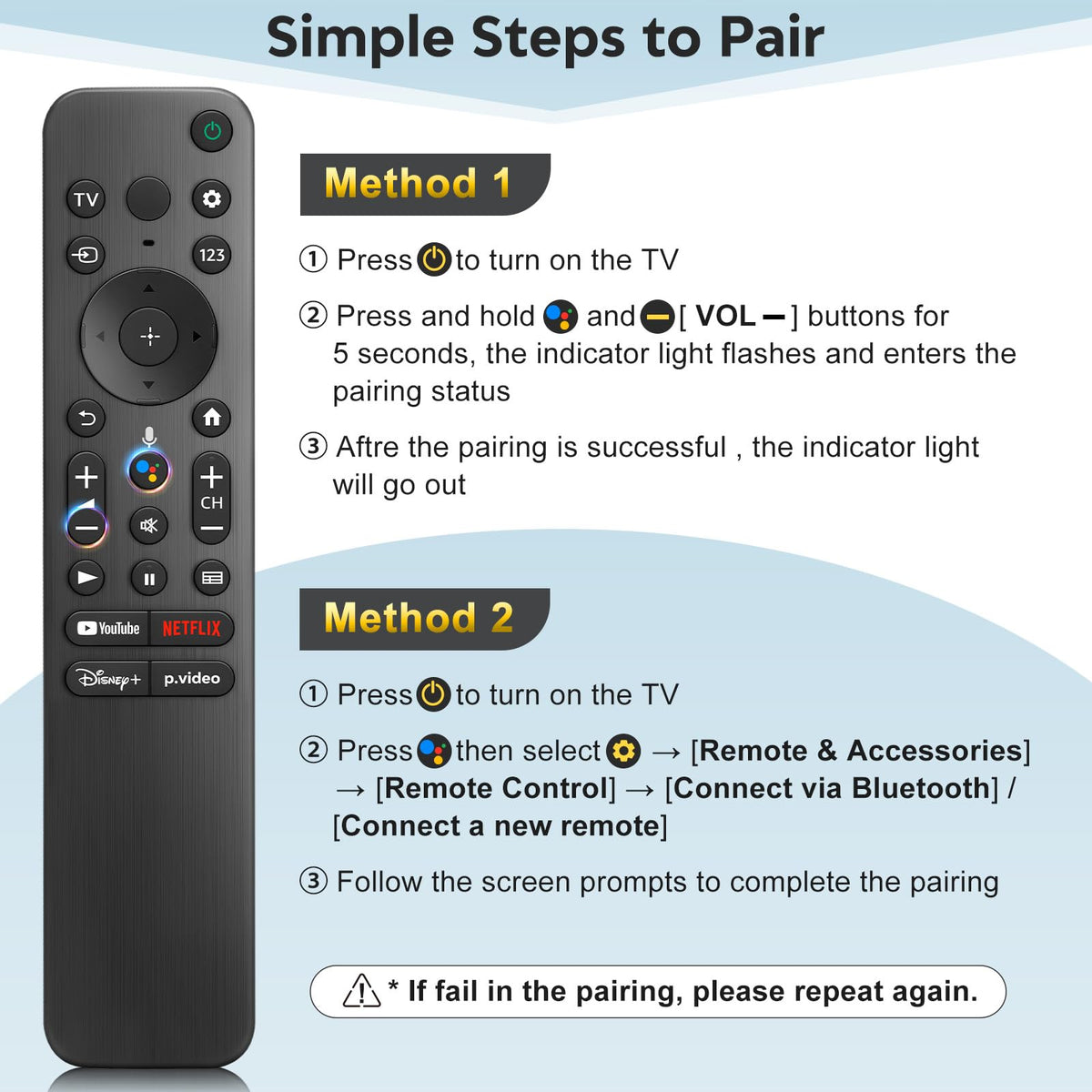 YOSUN pairing steps illustration showing simple 3-step setup