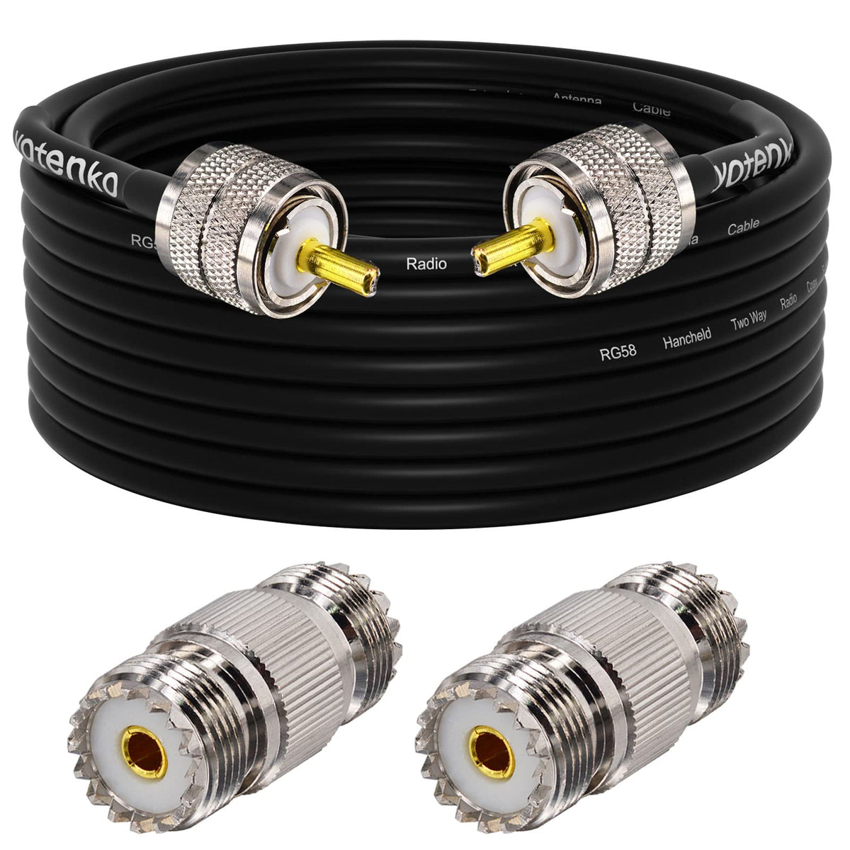 YOTENKO CB antenna cable 30ft with secure PL259 connectors for stable ham radio links.