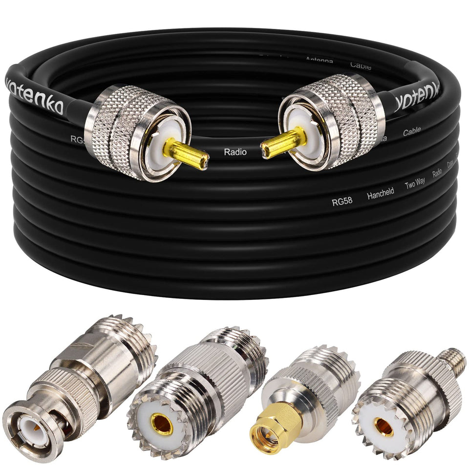 YOTENKO CB coax cable 30ft shown for stable radio signal transmission.