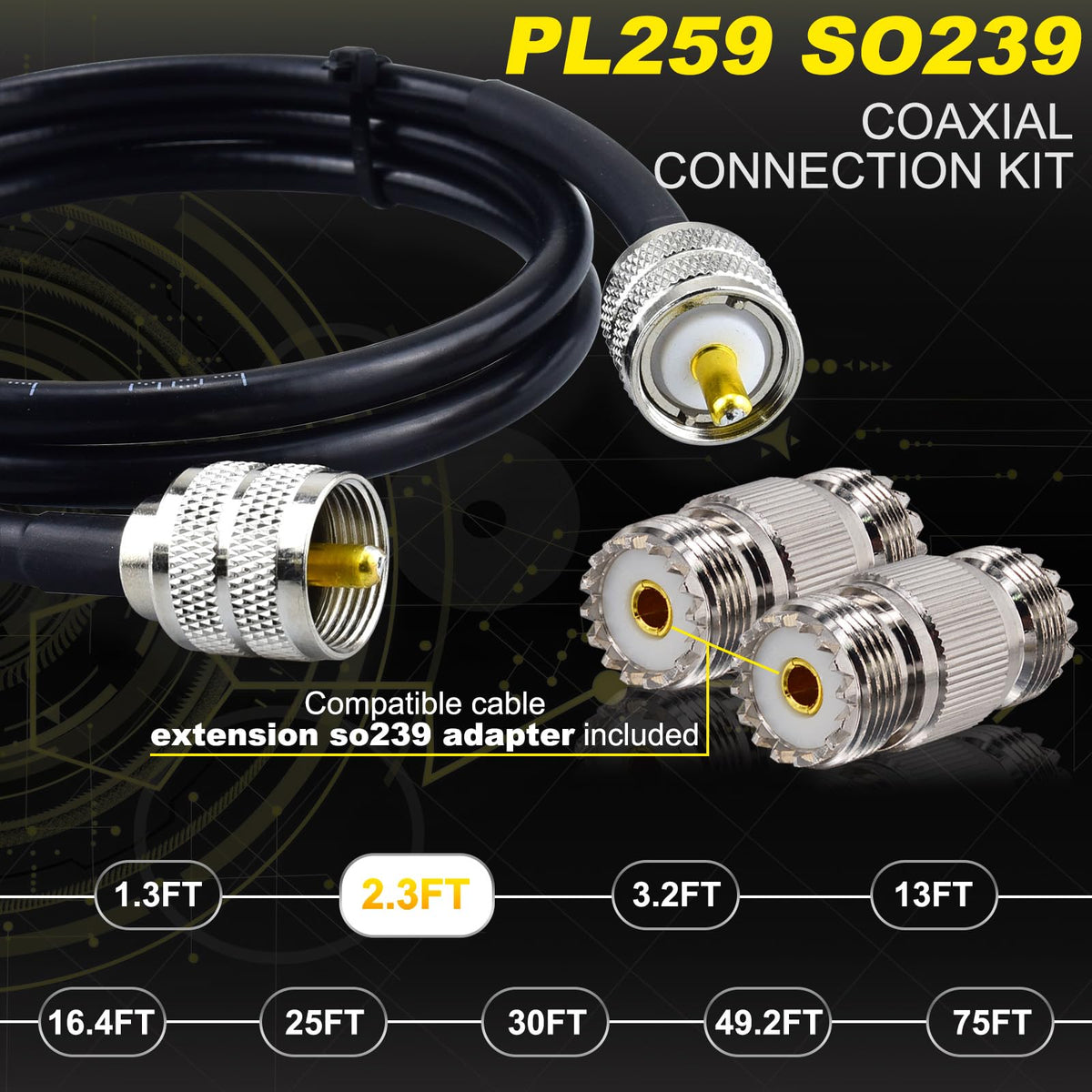 YOTENKO CB coax jumper braided shield detail provides EMI protection