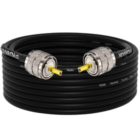 YOTENKO coax cable close-up of PL259 connector for reliable connections