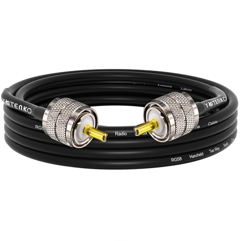 YOTENKO PL259 coax cable 10ft with bare copper core for clear radio signal