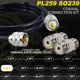 YOTENKO PL259 male-to-male coax connector for flexible installations.