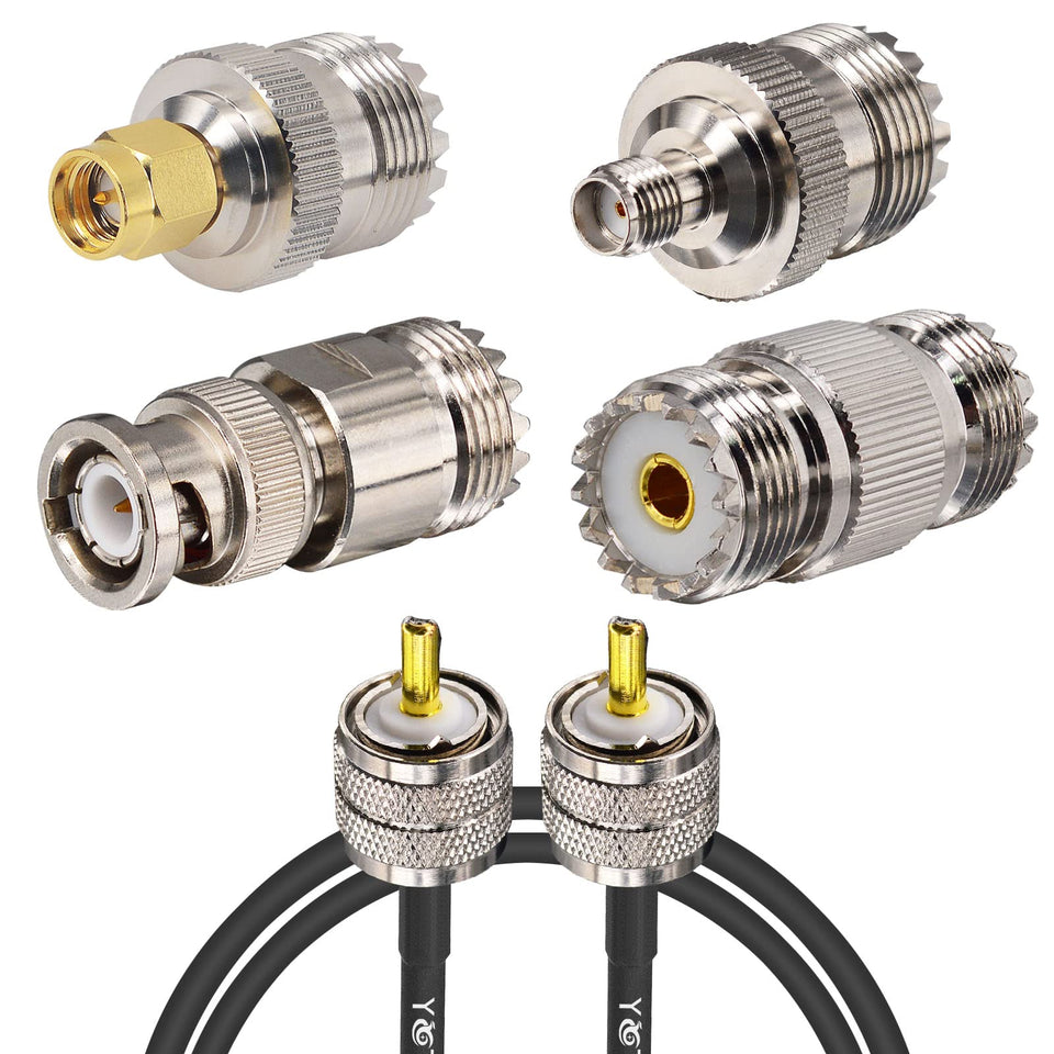 YOTENKO PL259 SO239 adapter kit 4-pack shown for versatile ham radio connections and quick setups.