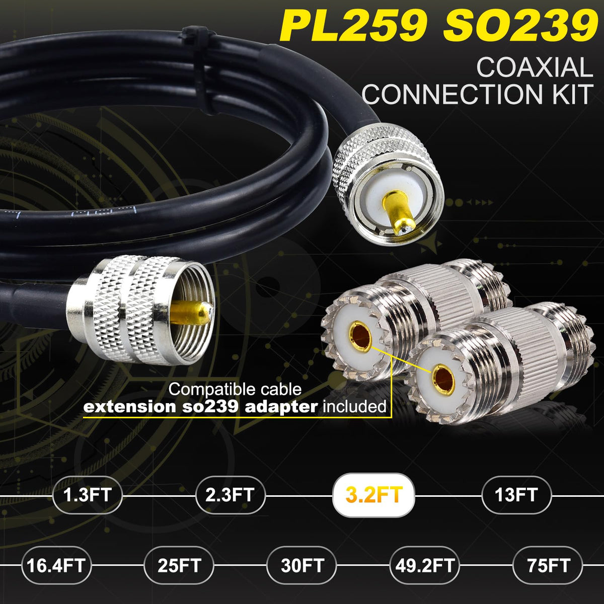 YOTENKO SO239 adapters pair corrosion-resistant female ports for versatile setups.