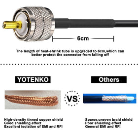 YOTENKO SO239 to SMA Female adapter suitable for flexible antenna configurations.