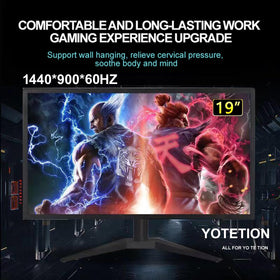 YOTETION 19-inch monitor 1440x900 display delivering crisp detail for work.