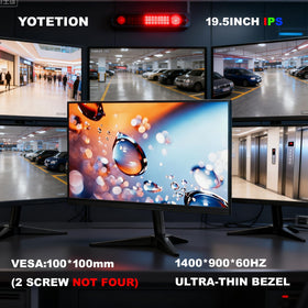 YOTETION 19.5-inch IPS monitor side ports enables simple HDMI and VGA setup.