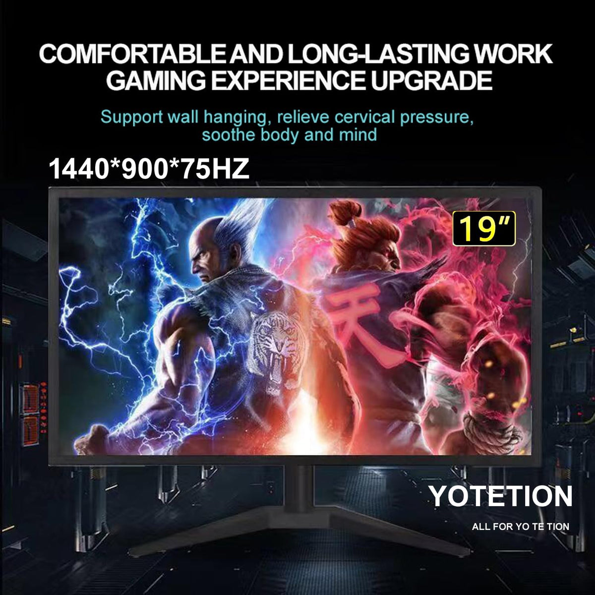 YOTETION monitor with HDMI and VGA ports for easy setup with existing devices