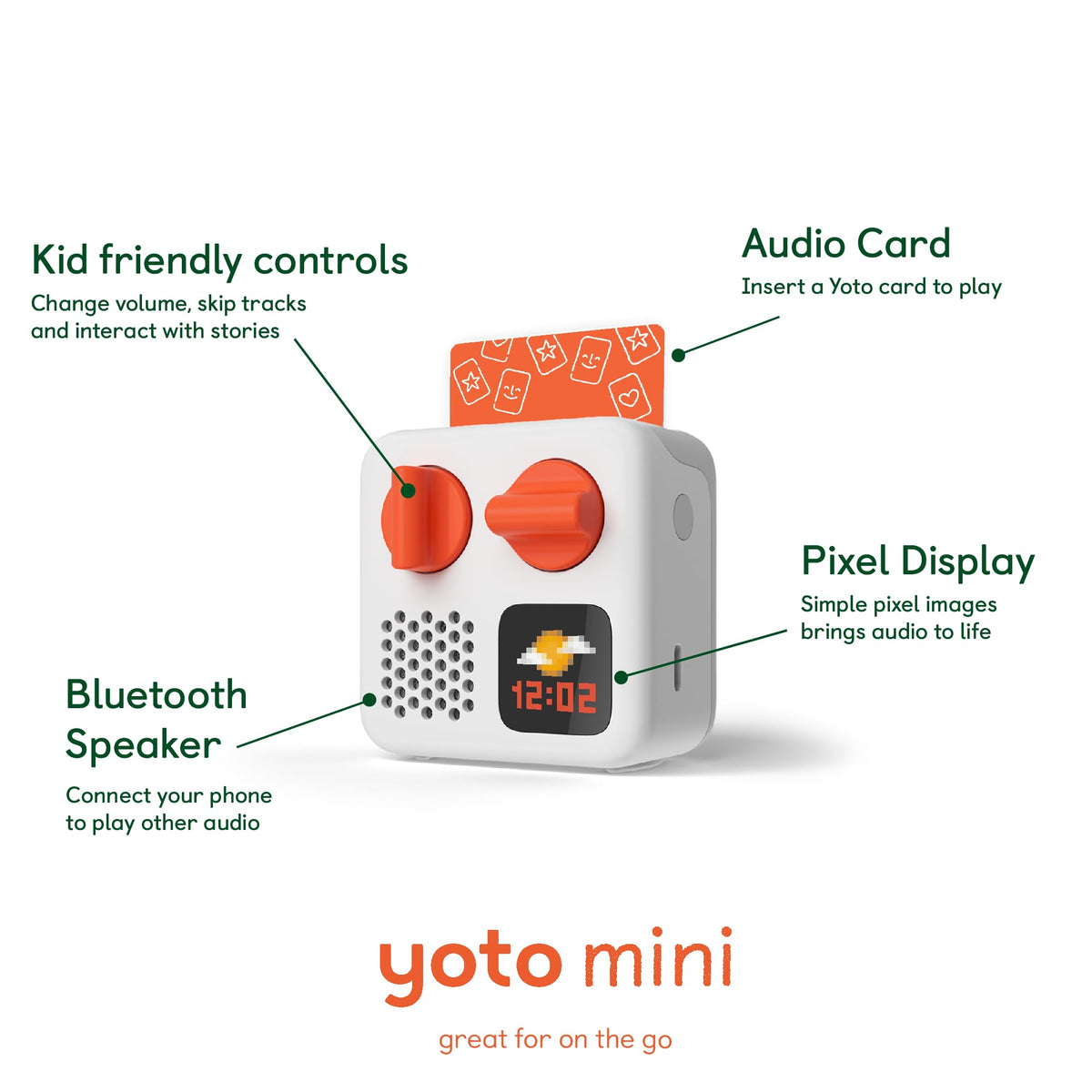 Yoto Mini Make Your Own card enables creative storytelling and personalized audio adventures.