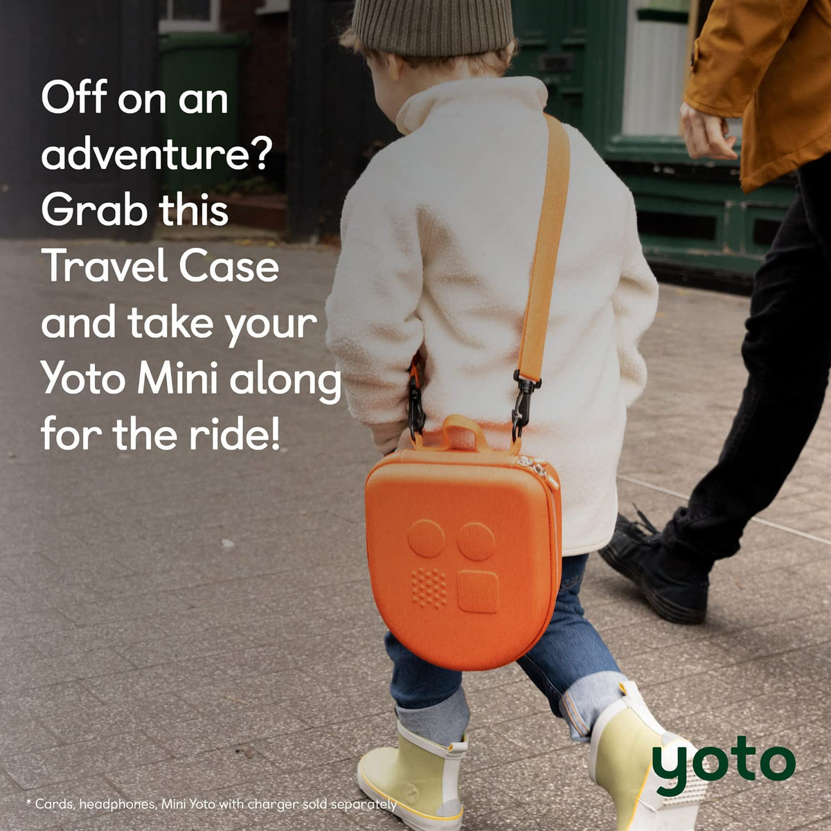 Yoto shoulder strap worn cross-body for comfortable kid-friendly carrying